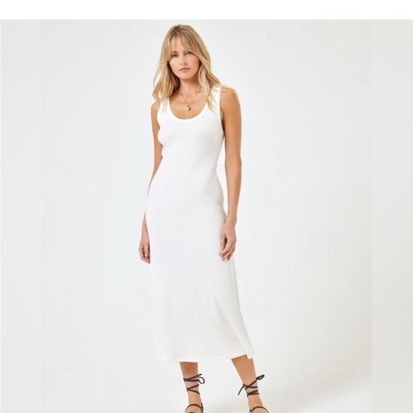 l*space Dresses & Skirts - L*Space Dress Size XL Jenna Ribbed White Maxi Tank New Long Casual Long